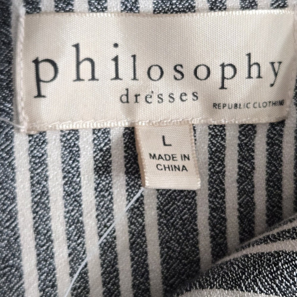 Philosophy Revolve Embroidered Tassel Striped Bohemian Tunic Dress Women's Sz L - Picture 10 of 13